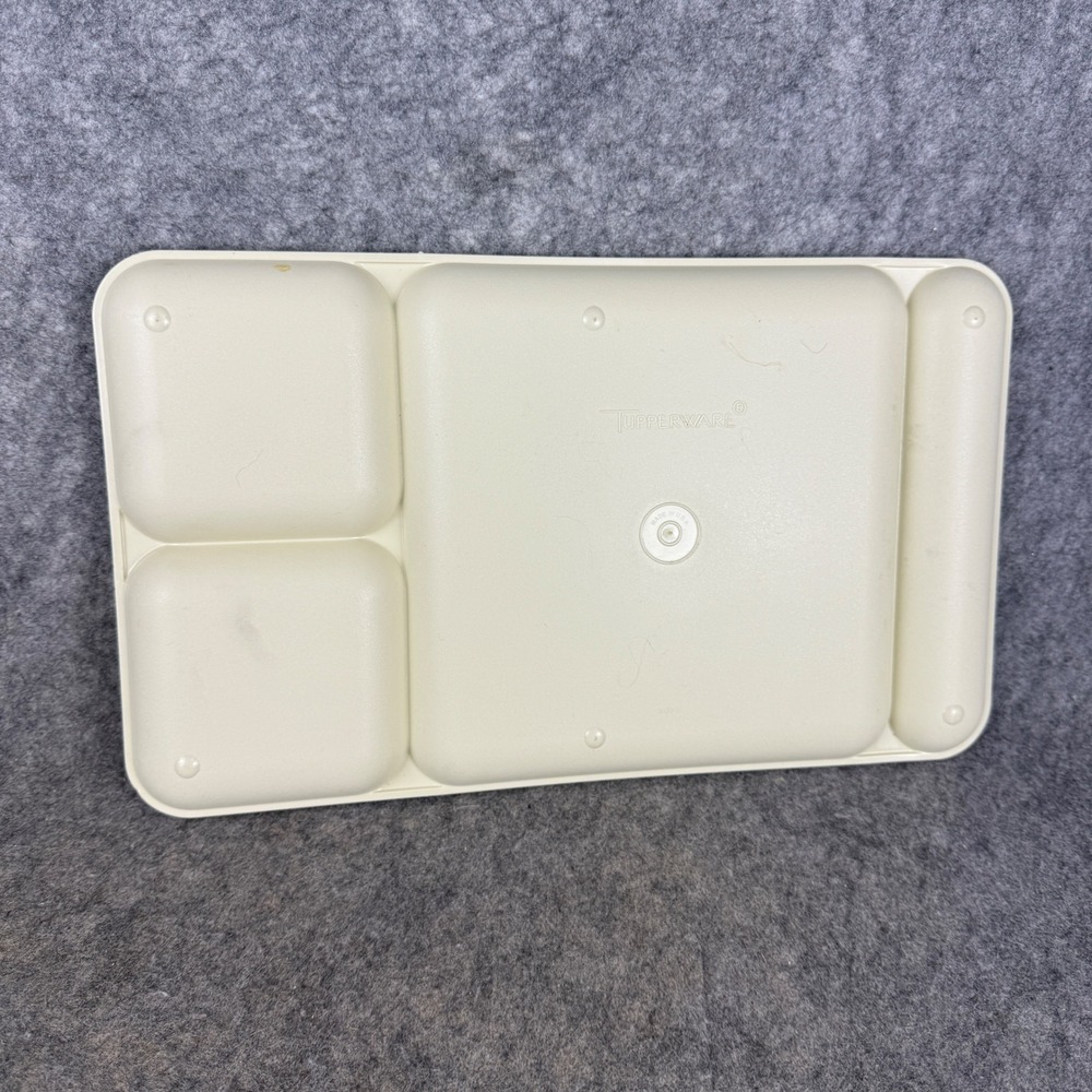 Vintage Tupperware Cream Divided Serving Tray 4 Compartment Platter Made in USA